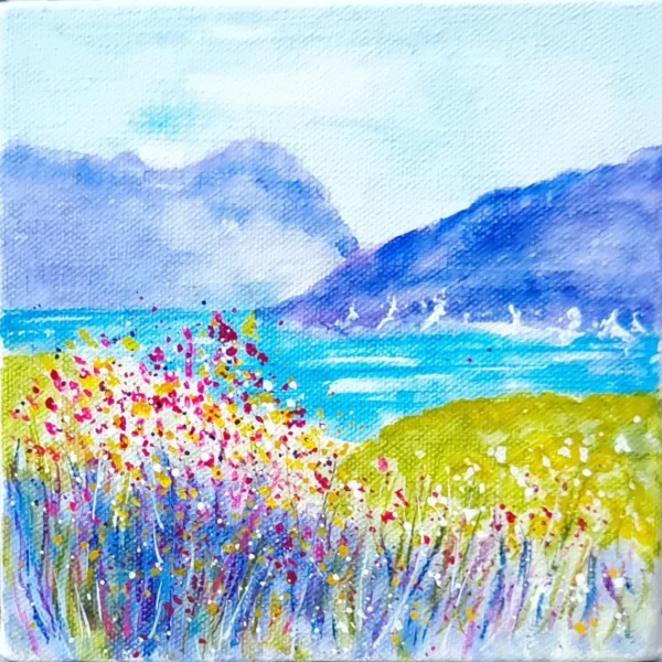 Mixed media costal seascape miniature canvas