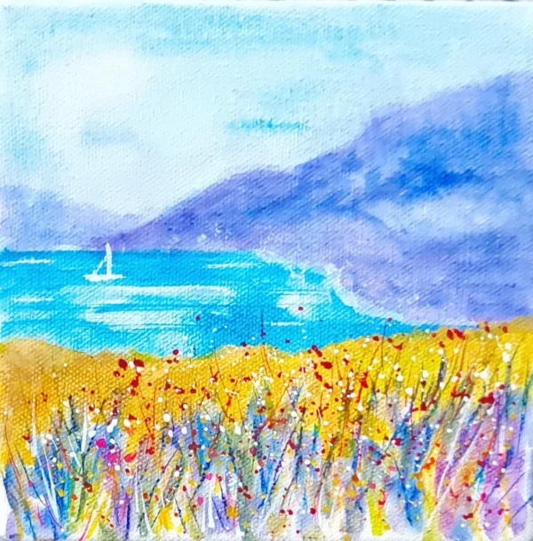 Mixed media costal seascape miniature canvas